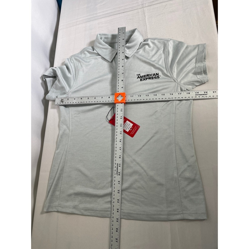 American Express Short Par 4 Silver Polo Shirt Women's SMALL NWT - Picture 13 of 13